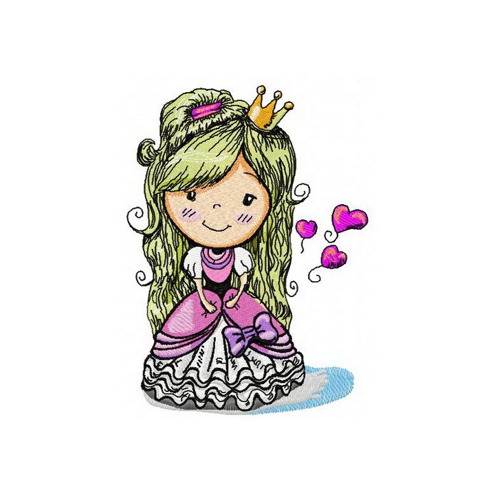 Cute princess embroidery design - Embroidery Design