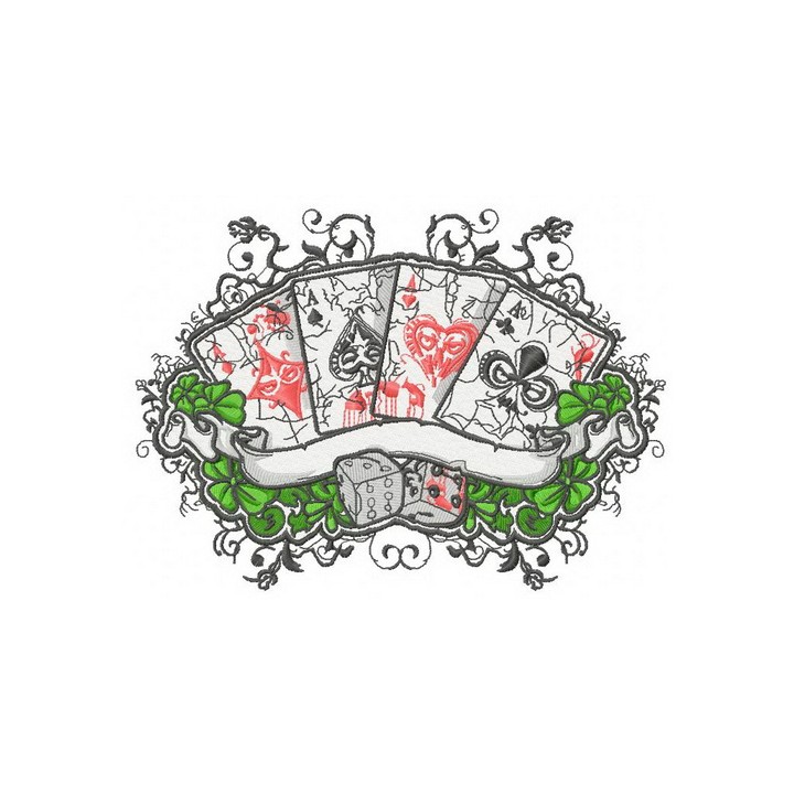 Cards and dices embroidery design - Embroidery Design
