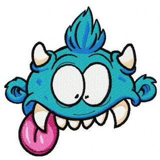 Blue horny monster embroidery design - Embroidery Design