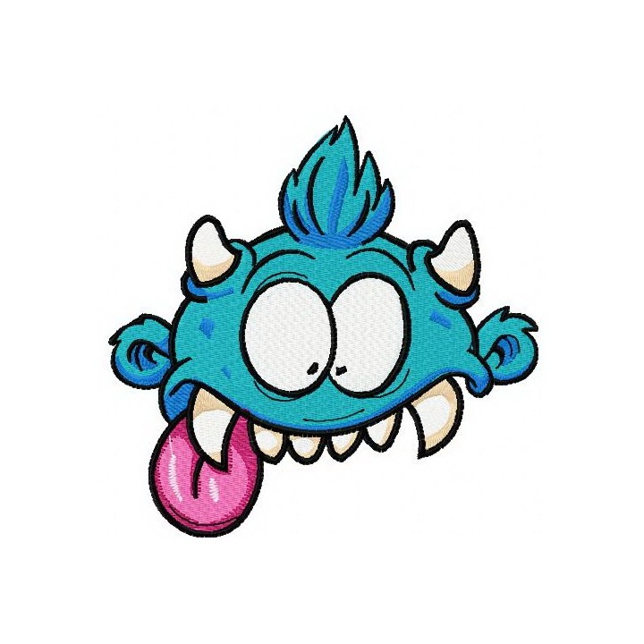 Blue horny monster embroidery design - Embroidery Design