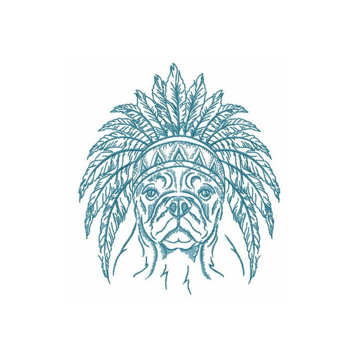 Indian warrior's dog embroidery design - Embroidery Design