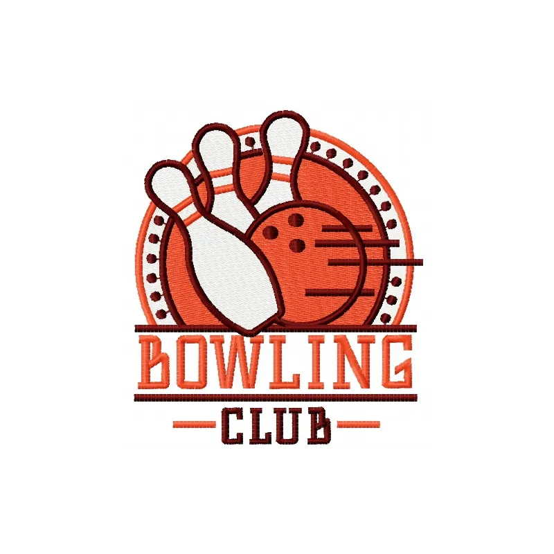 Preview of the Bowling Club 5 embroidery design featuring a dynamic bowling theme for stitching on apparel and accessories.