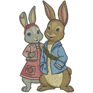 Bunnies sister and brother embroidery design - Embroidery Design