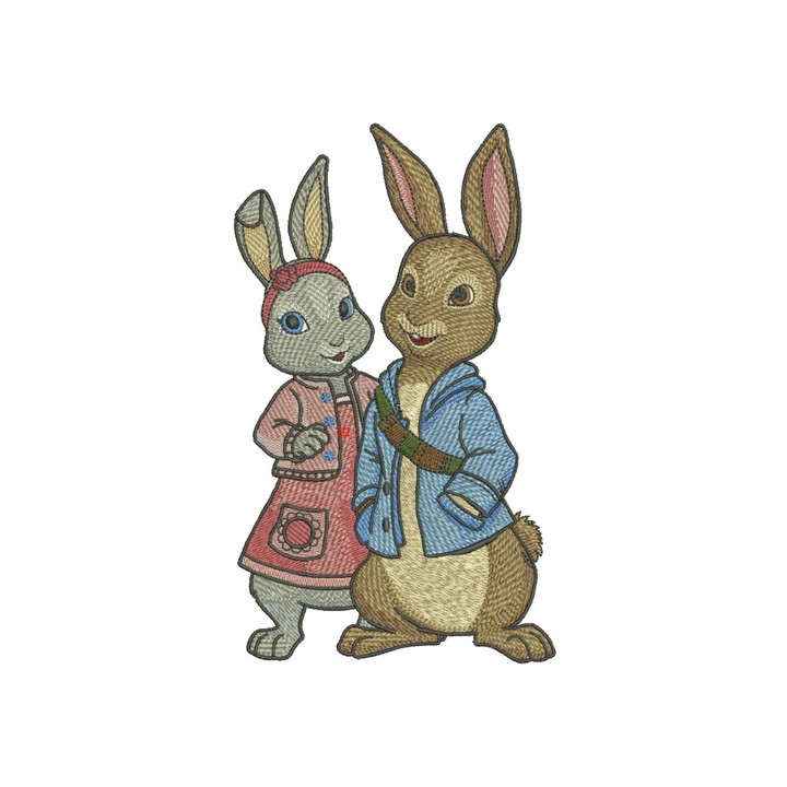 Bunnies sister and brother embroidery design - Embroidery Design