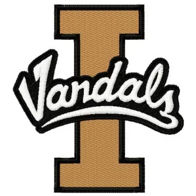 Idaho Vandals logo embroidery design preview showcasing intricate stitching patterns for apparel and accessories.