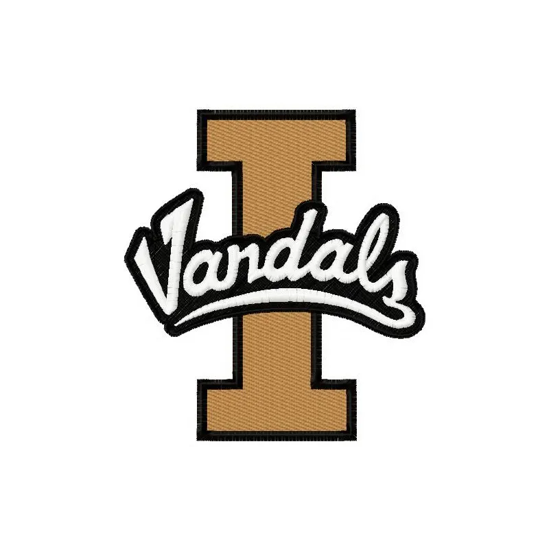 Idaho Vandals logo embroidery design preview showcasing intricate stitching patterns for apparel and accessories.