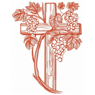 Grapevina and cross embroidery design - Embroidery Design