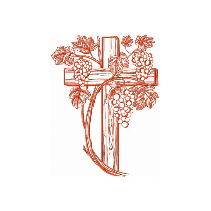 Grapevina and cross embroidery design - Embroidery Design