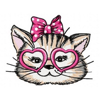 Stylish kitten embroidery design - Embroidery Design