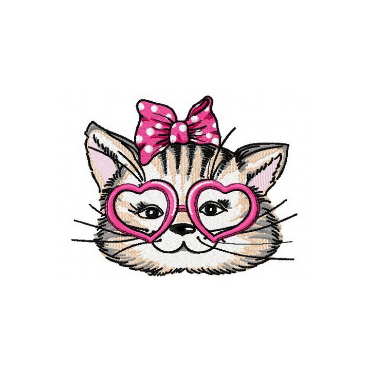 Stylish kitten embroidery design - Embroidery Design