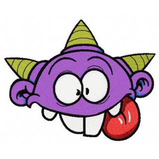 Purple horny monster embroidery design - Embroidery Design
