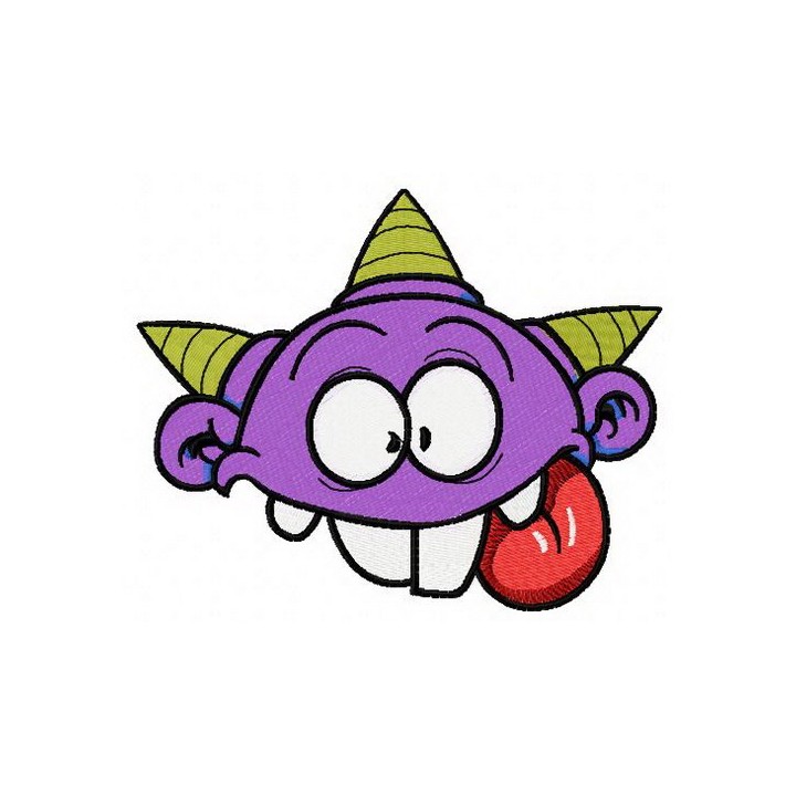 Purple horny monster embroidery design - Embroidery Design