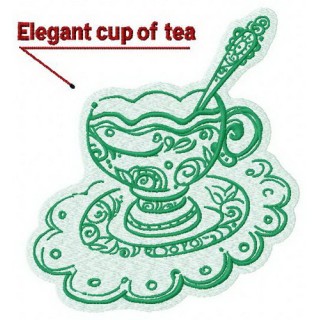Elegant cup of tea embroidery design - Embroidery Design