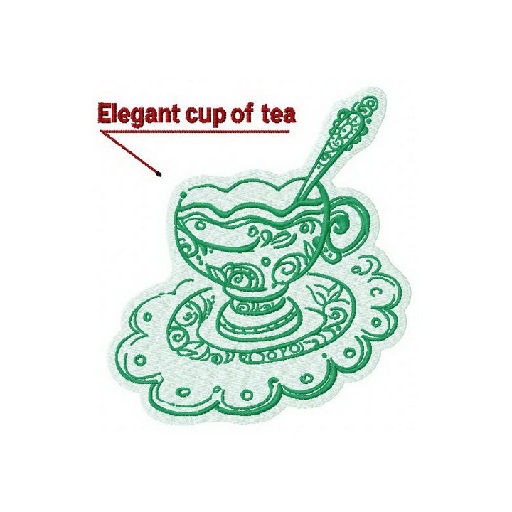 Elegant cup of tea embroidery design - Embroidery Design