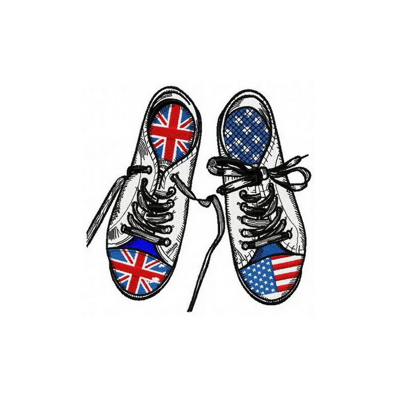 Preview of the International gumshoes embroidery design featuring creative motifs inspired by English and UK culture.