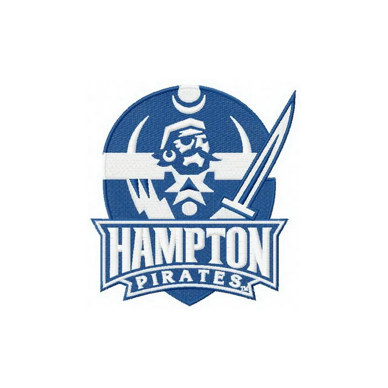 Hampton Pirates logo embroidery design preview showcasing intricate stitching patterns for custom apparel.