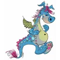 Adorable cute dragon embroidery design showcasing a whimsical stitched motif for various fabric projects.