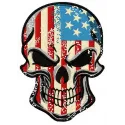 American skull embroidery design showcasing a patriotic theme, perfect for Independence Day projects.