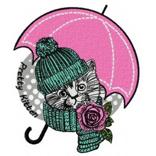 Pretty kitten embroidery design - Embroidery Design