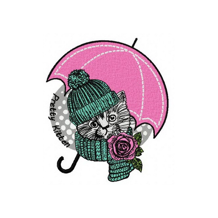 Pretty kitten embroidery design - Embroidery Design