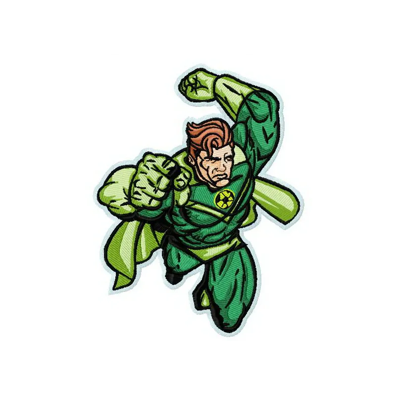 Preview of Superhero's Attack 2 embroidery design featuring a dynamic Green Lantern motif for creative stitching projects.