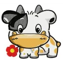 Preview of a tiny cow embroidery design, showcasing a charming farm animal motif for creative stitching projects.