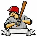 Baseball player 14 embroidery design showcasing a dynamic player in action, ideal for sports-themed projects.