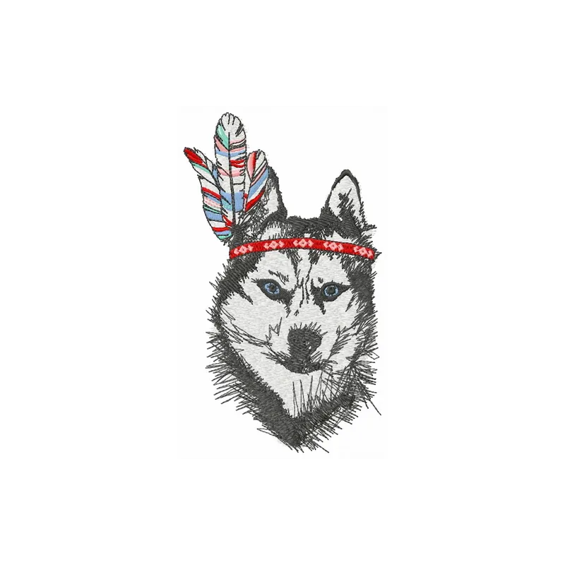 Preview of the Indian wolf 2 embroidery design featuring a detailed wolf motif for creative stitching projects.