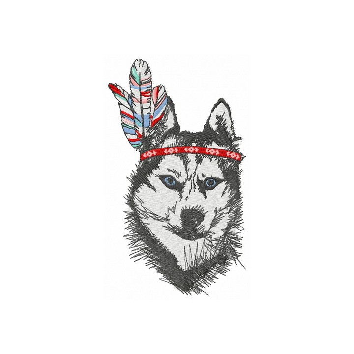 Indian wolf 2 embroidery design - Embroidery Design