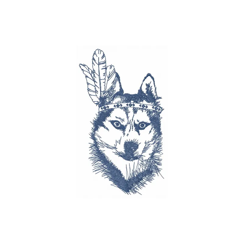 Preview of the Indian wolf 3 embroidery design featuring intricate details for stitching on various fabrics.