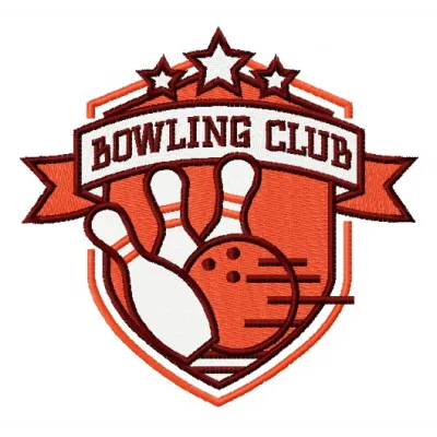 Bowling club 3 embroidery design showcasing a vibrant stitched motif perfect for bowling-themed apparel.