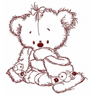 Teddy bear after shower 2 embroidery design - Embroidery Design