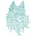Mosaic wolf 7 embroidery design showcasing a detailed stitched motif of a wolf in vibrant colors.