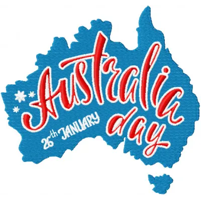 Australian Day 26 Jan embroidery design featuring festive motifs for celebrating Australia Day on various fabrics.