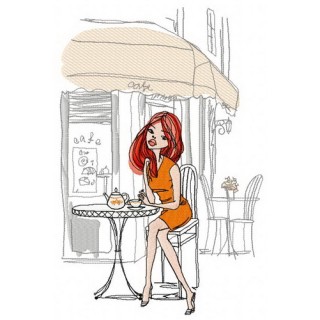 Tea time embroidery design - Embroidery Design