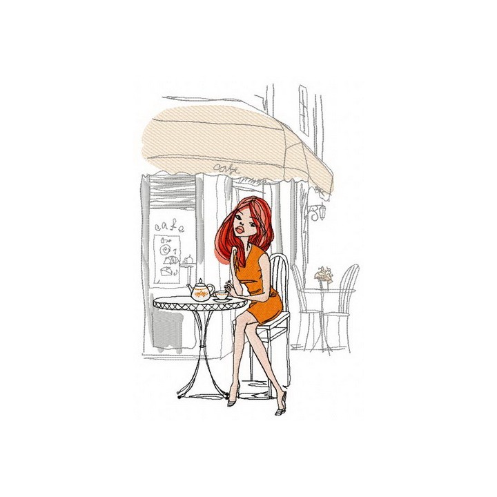 Tea time embroidery design - Embroidery Design