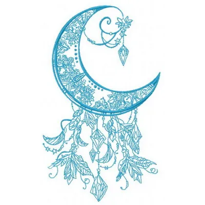 Moon 2 embroidery design featuring a celestial motif, perfect for stitching on t-shirts, hoodies, or tote bags.