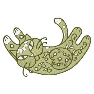 Ornamental cat embroidery design - Embroidery Design