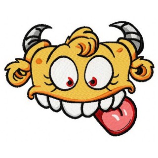 Yellow horny monster embroidery design - Embroidery Design