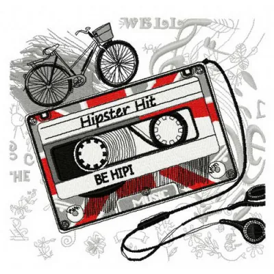 Preview of the Hipster Hit embroidery design showcasing creative patterns for stylish apparel and accessories.