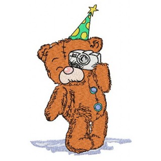 Teddy bear the photographer embroidery design - Embroidery Design