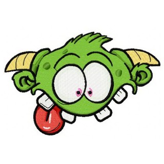 Green horny monster embroidery design - Embroidery Design