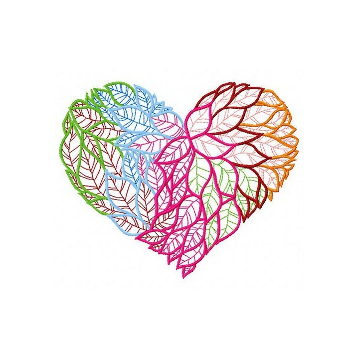 Heart from leaves embroidery design - Embroidery Design