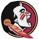 Florida State Seminoles logo embroidery design for college sports, showcasing vibrant stitching patterns.