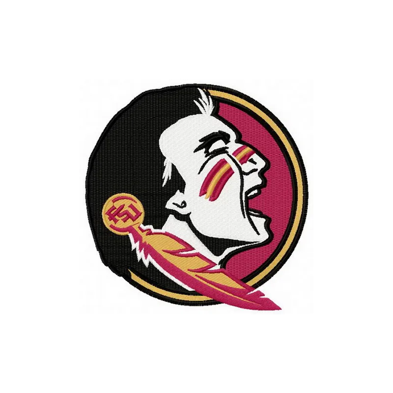 Florida State Seminoles logo embroidery design for college sports, showcasing vibrant stitching patterns.