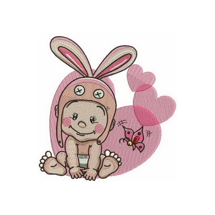 Baby in bunny hat embroidery design - Embroidery Design