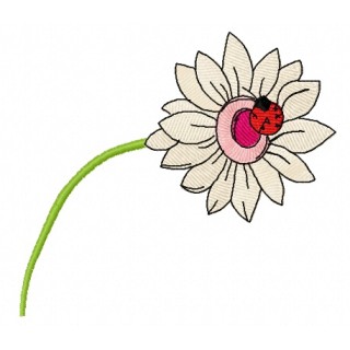 Flower with ladybug embroidery design - Embroidery Design