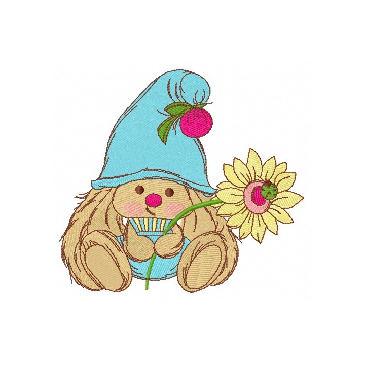 Bunny Mi gnome 2 embroidery design - Embroidery Design