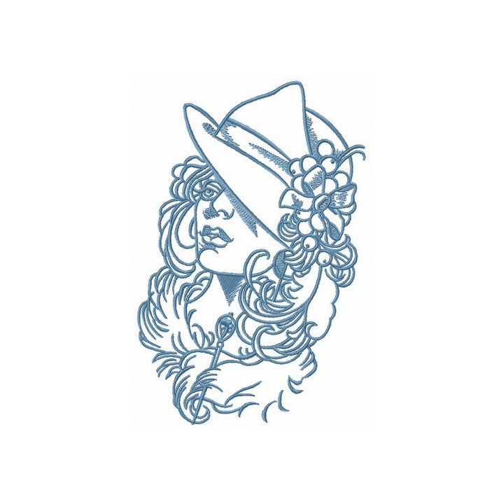 Stylish lady embroidery design - Embroidery Design