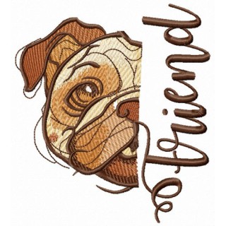 Pug-dog Friend embroidery design - Embroidery Design